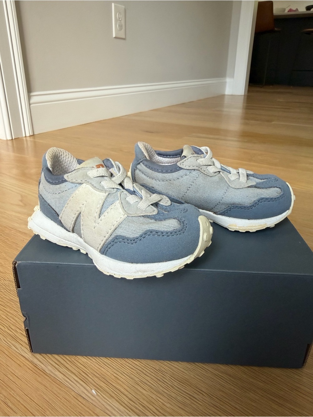 New Balance Kids Blue and Light Gray Casual Sneakers